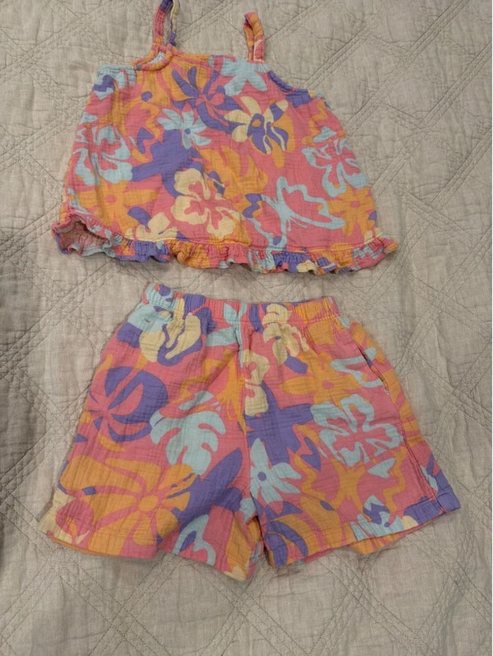 Wonder Nation Girls Tropical Floral 2-Piece Tank Top & Shorts Set